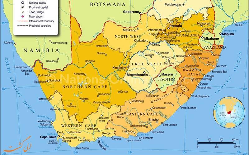 نقشه کامل آفریقای جنوبی