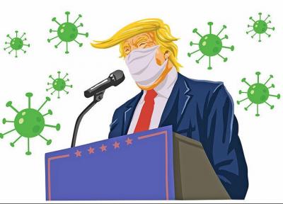ترامپ انتها ماسک زد ، آبی با نشان رئیس جمهوری ایالات متحده